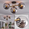 Gastor ceiling light, globe light 42 cm gold, black, 3-light sources