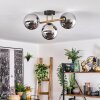 Gastor ceiling light, globe light 42 cm gold, black, 3-light sources