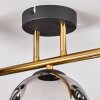 Gastor ceiling light, globe light 42 cm gold, black, 3-light sources