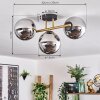 Gastor ceiling light, globe light 42 cm gold, black, 3-light sources