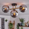 Gastor ceiling light, globe light 42 cm gold, black, 3-light sources