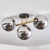 Gastor ceiling light, globe light 42 cm gold, black, 3-light sources