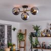 Gastor ceiling light, globe light 42 cm gold, black, 3-light sources