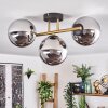 Gastor ceiling light, globe light 42 cm gold, black, 3-light sources