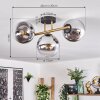 Gastor ceiling light, globe light 42 cm gold, black, 3-light sources