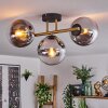 Gastor ceiling light, globe light 42 cm gold, black, 3-light sources