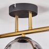 Gastor ceiling light, globe light 42 cm gold, black, 3-light sources