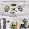 Gastor ceiling light, globe light 42 cm gold, black, 3-light sources