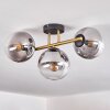 Gastor ceiling light, globe light 42 cm gold, black, 3-light sources