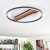 Hadel ceiling light LED Wood like finish, black, 1-light source