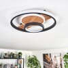 Hadel ceiling light LED Wood like finish, black, 1-light source