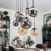 Gastor hanging light, globe light, pendant light Amber, Smoke-coloured, 8-light sources