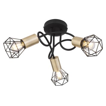 Globo XARA Ceiling Light antique brass, black, 3-light sources