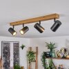 Gesteira ceiling light, ceiling spotlight Wood like finish, black, 4-light sources