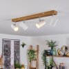 Gesteira ceiling light, ceiling spotlight chrome, Wood like finish, 4-light sources