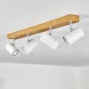 Gesteira ceiling light, ceiling spotlight chrome, Wood like finish, 4-light sources