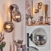 Chehalis globe light, wall light 33 cm chrome, clear, Smoke-coloured, 3-light sources