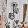 Chehalis globe light, wall light 33 cm chrome, clear, Smoke-coloured, 3-light sources