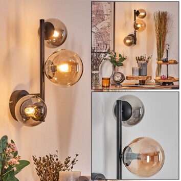 Chehalis globe light, wall light 23 cm Amber, Smoke-coloured, 3-light sources