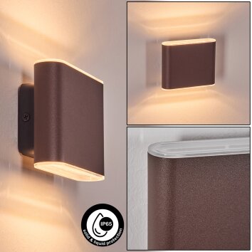 Paranhas outdoor wall light, Up & Down Light, wall light rust-coloured, 1-light source