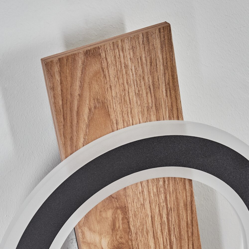 Besperia wall light LED Wood like finish, black, 1-light source