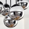 Gastor ceiling light, globe light 45 cm chrome, Smoke-coloured, 5-light sources