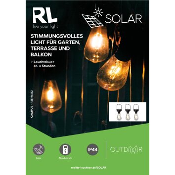 Reality CAMPUS solar light LED black, 3-light sources