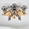 Milheiros ceiling light, globe light Amber, Smoke-coloured, 3-light sources