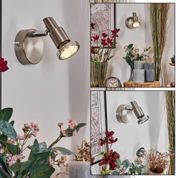 Firan wall light, wall spotlight LED chrome, matt nickel, 1-light source