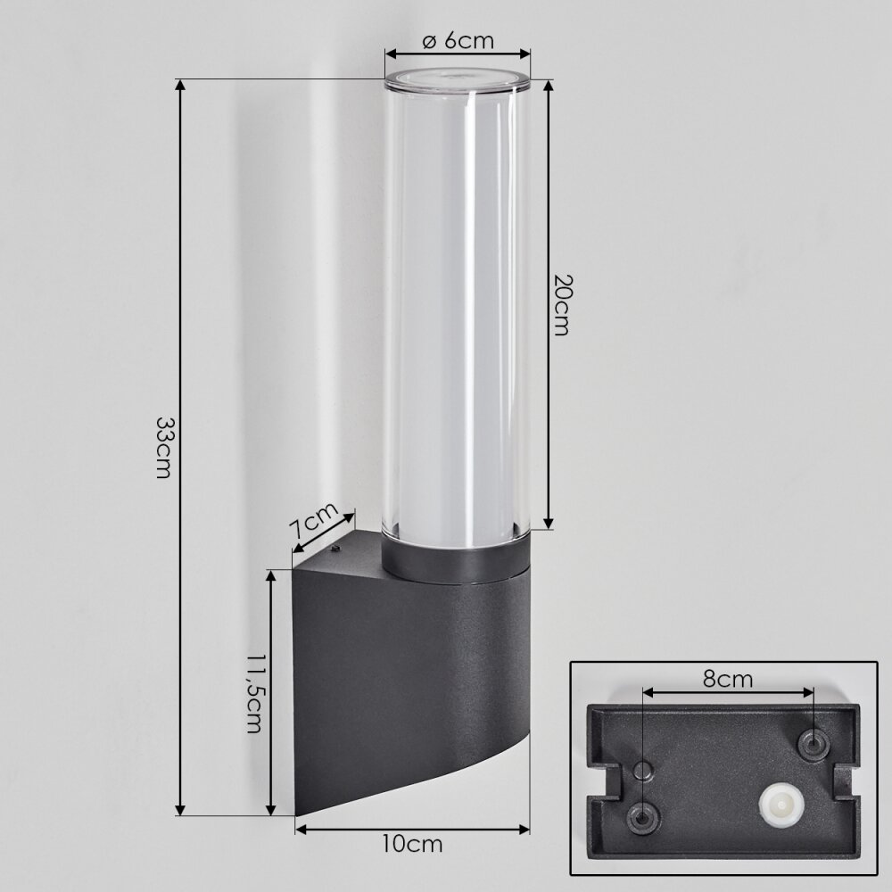 Isara outdoor wall light, wall light LED anthracite, 1-light source
