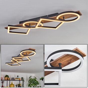 Cascada ceiling light LED brown, Wood like finish, black, 1-light source