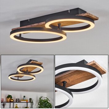 Cascada ceiling light LED brown, Wood like finish, black, 1-light source