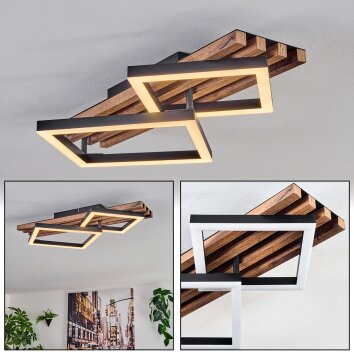 Ellekilde ceiling light LED brown, Wood like finish, black, 1-light source