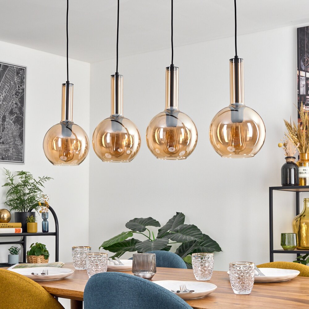 Tador hanging light, globe light, pendant light black, 4-light sources