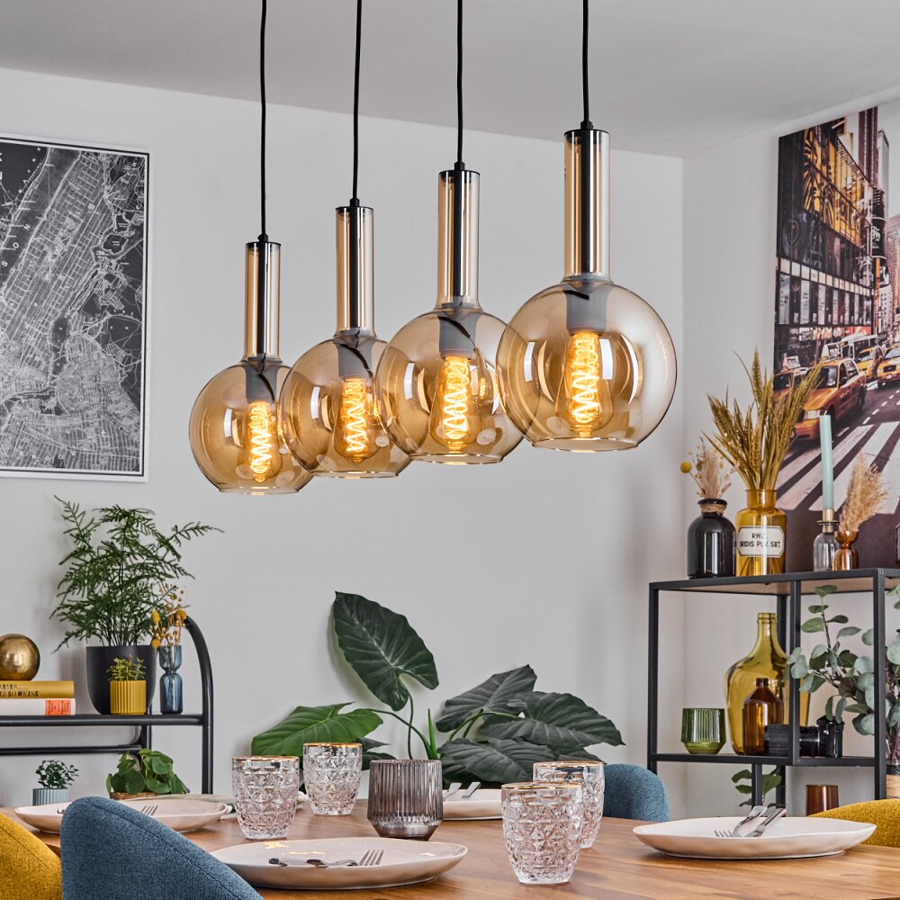 Tador hanging light, globe light, pendant light black, 4-light sources