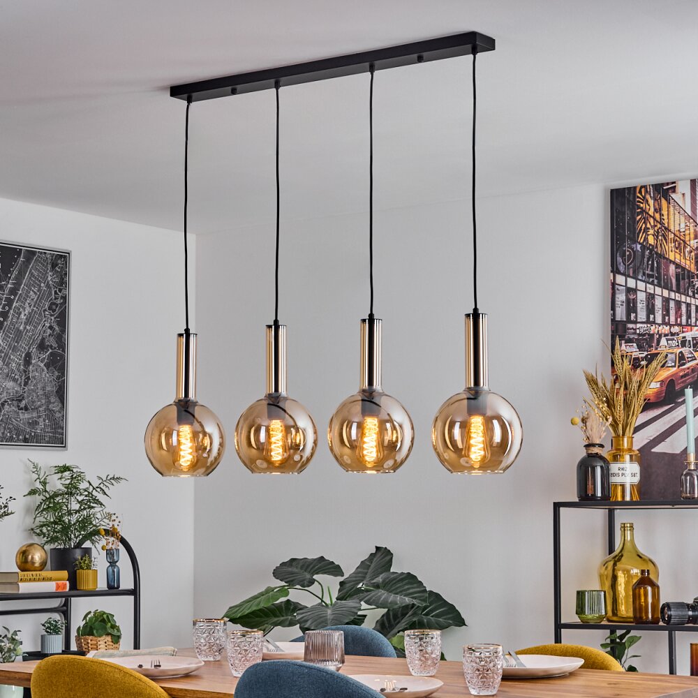 Tador hanging light, globe light, pendant light black, 4-light sources