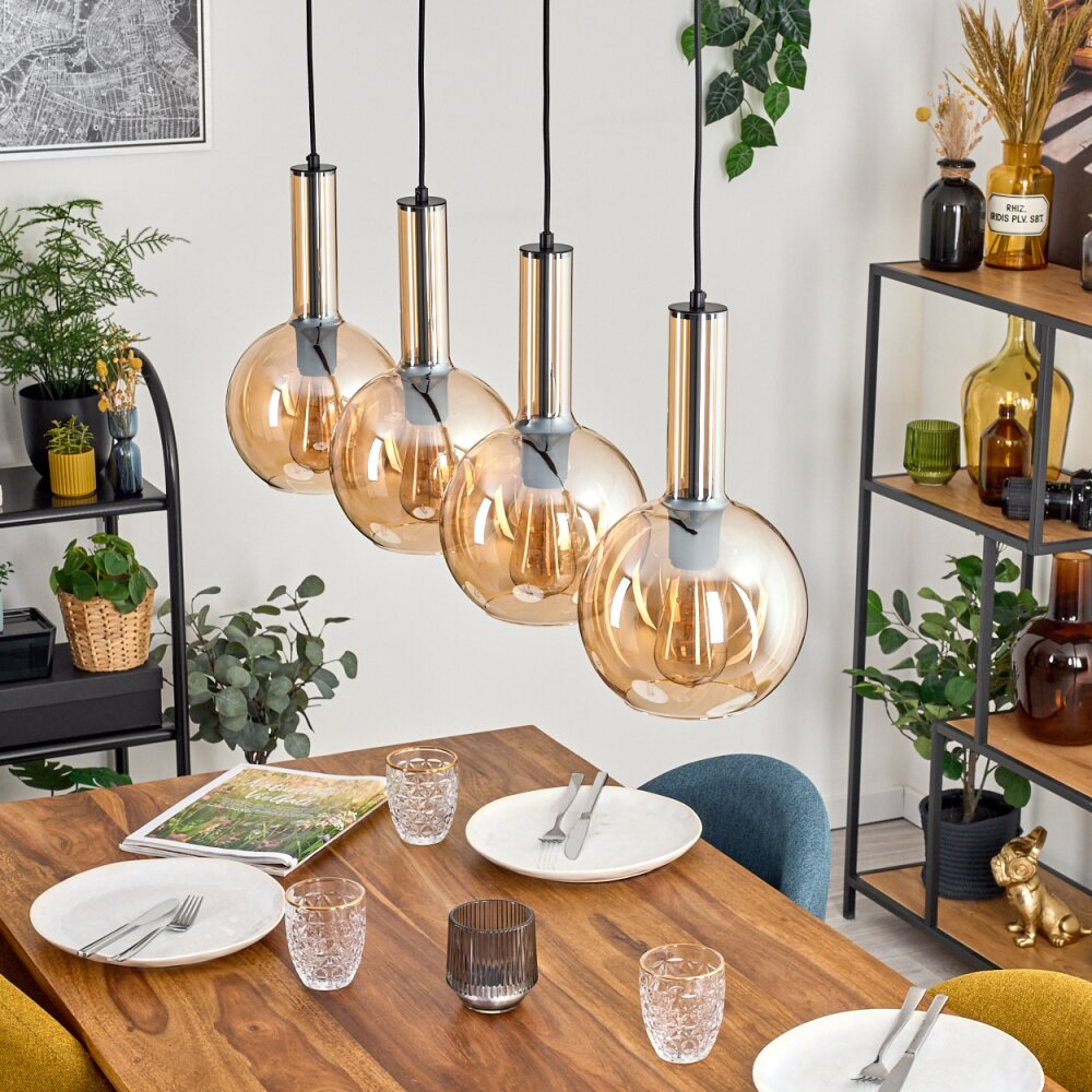 Tador hanging light, globe light, pendant light black, 4-light sources