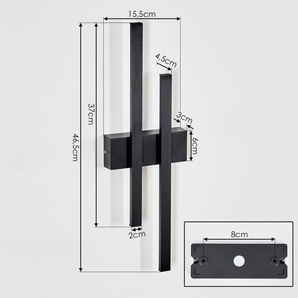 Glara outdoor wall light, wall light LED black, 2-light sources