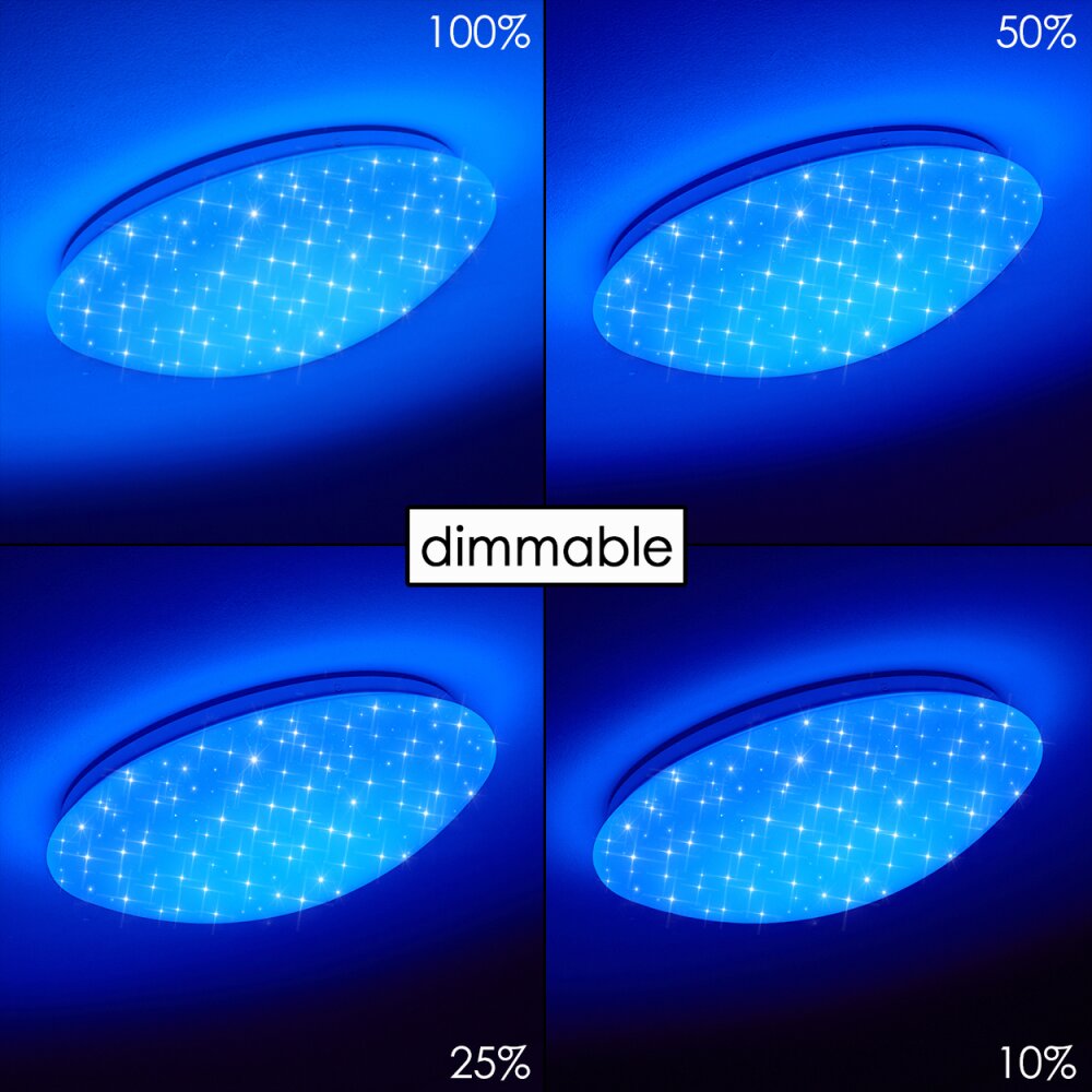 Brighton STAR Ceiling light LED white, 1-light source, Remote control, Colour changer