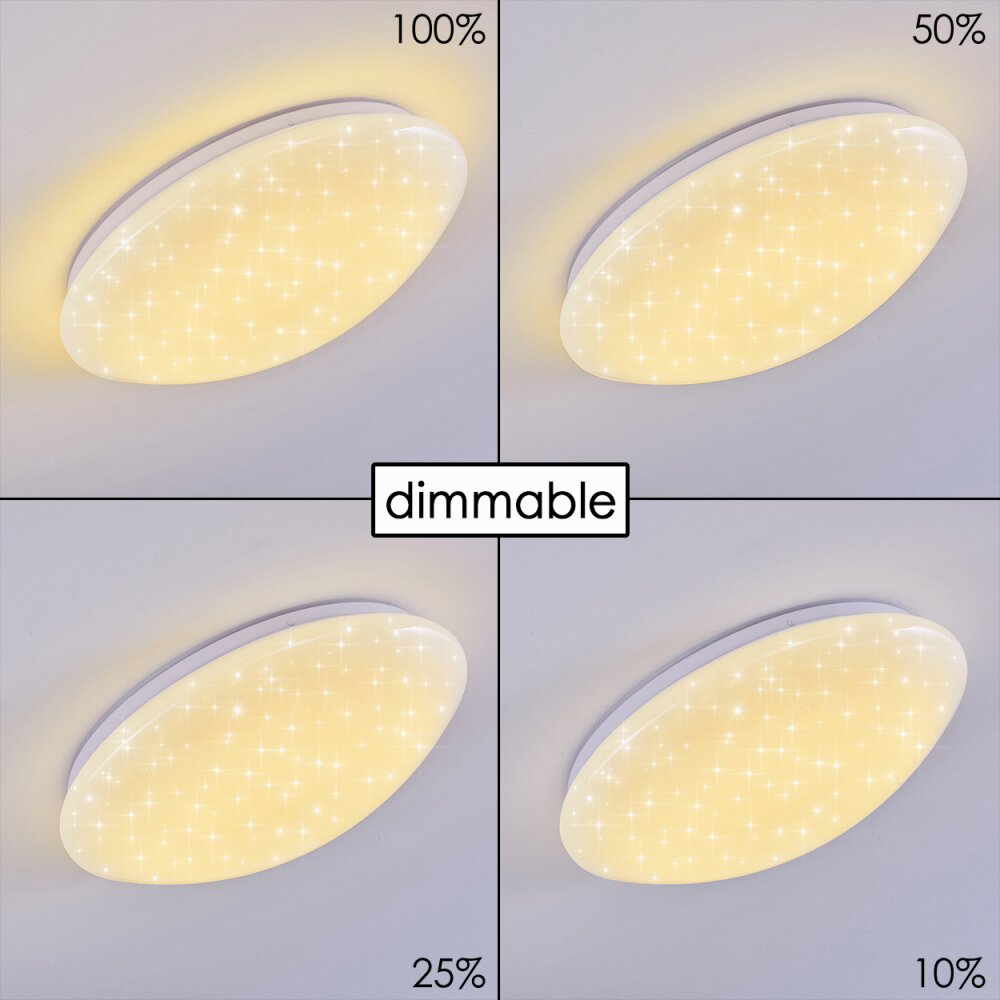 Brighton STAR Ceiling light LED white, 1-light source, Remote control, Colour changer