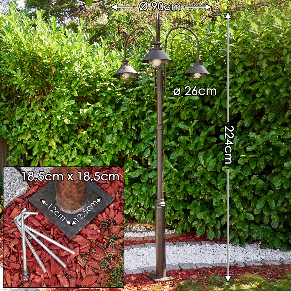 Outdoor floor lamp Lohja rust-coloured, 3-light sources