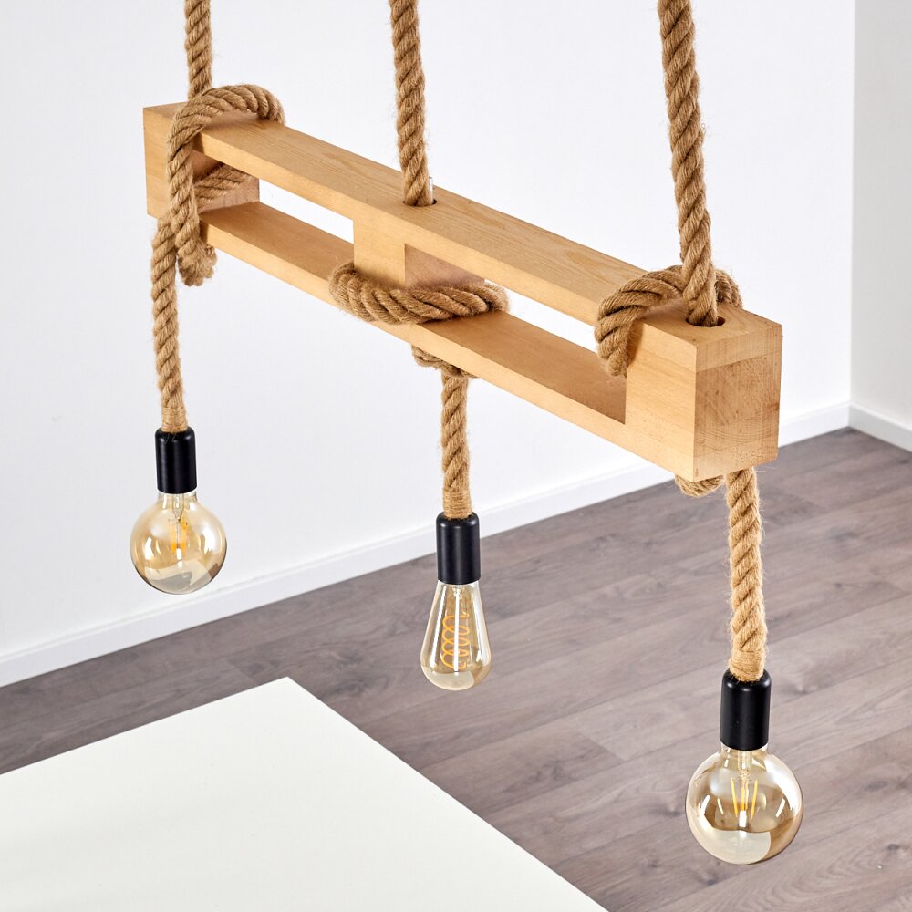 Riekje Pendant Light brown, Light wood, black, 3-light sources