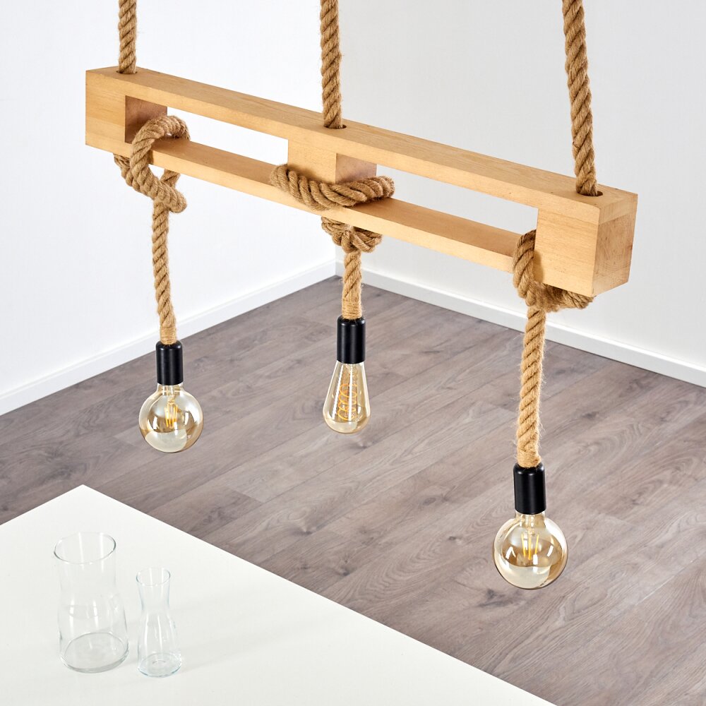 Riekje Pendant Light brown, Light wood, black, 3-light sources